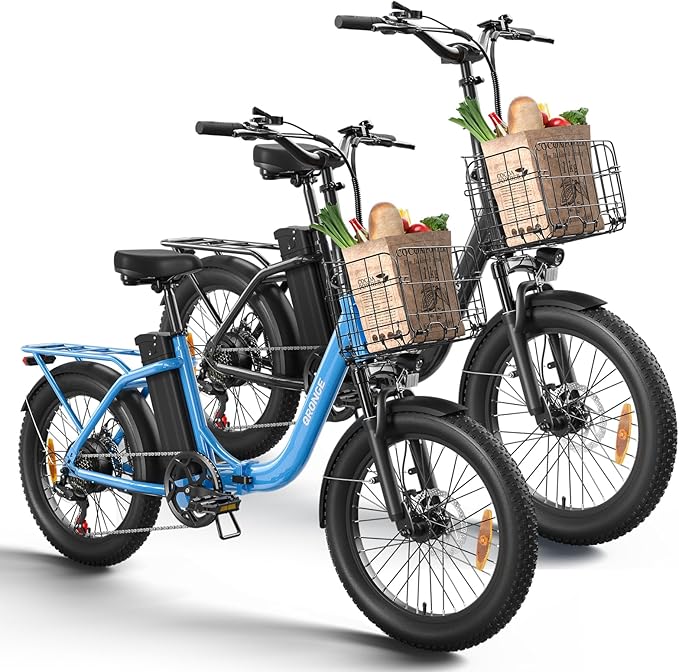 Electric Bike, 1000W Peak Folding Electric Bike, 486Wh 70 Miles Range Ebike, 20" Step-Thru Bicycle with Front Basket, Waterproof Removable Battery, 7 Speed, 25 MPH Max