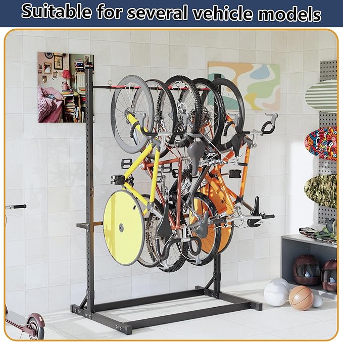 Freestanding Bike Stand for Garage,Bike Rack Garage,Accommodate 5 Bikes Vertical Heavy Type Floor Stand,Suitable Floor Stand MTB Road