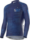 LAMEDA Men's Cycling Jersey Long Sleeve, Breathable Moisture Wicking Bike Shirt, Lightweight Biking Shirt with 3 Rear Pockets