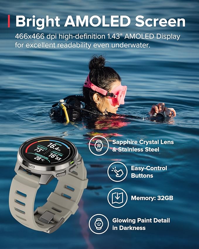 SUUNTO Ocean Dive Computer, Underwater Route Tracking Sand Tank POD, Wireless Tank Pressure Transmitter
