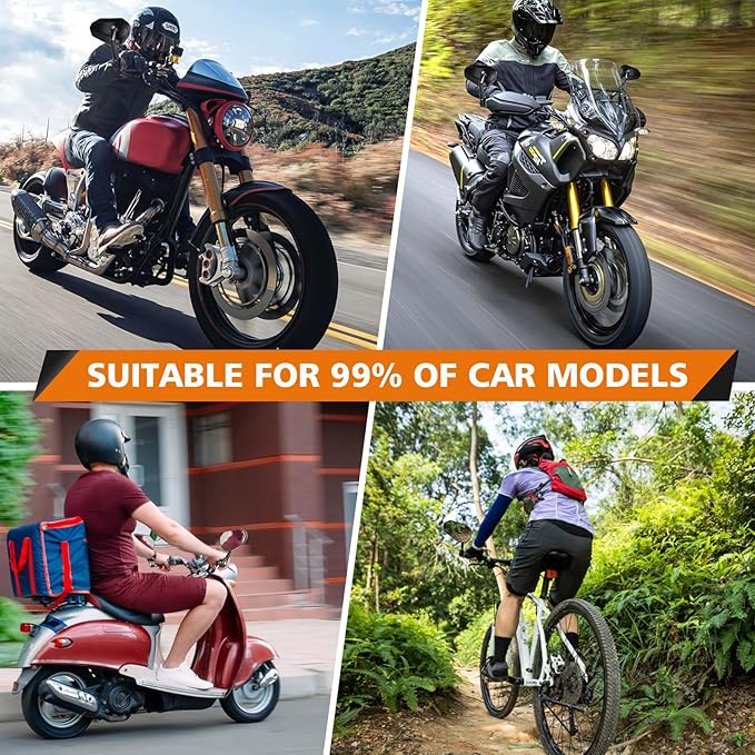 Motorcycle Side Mirrors Handle Mount Bar End Mirror, Universal Handlebar Rear View Bar End Mirrors for Motorcycles E-bike Scooters Snowmobile ATV