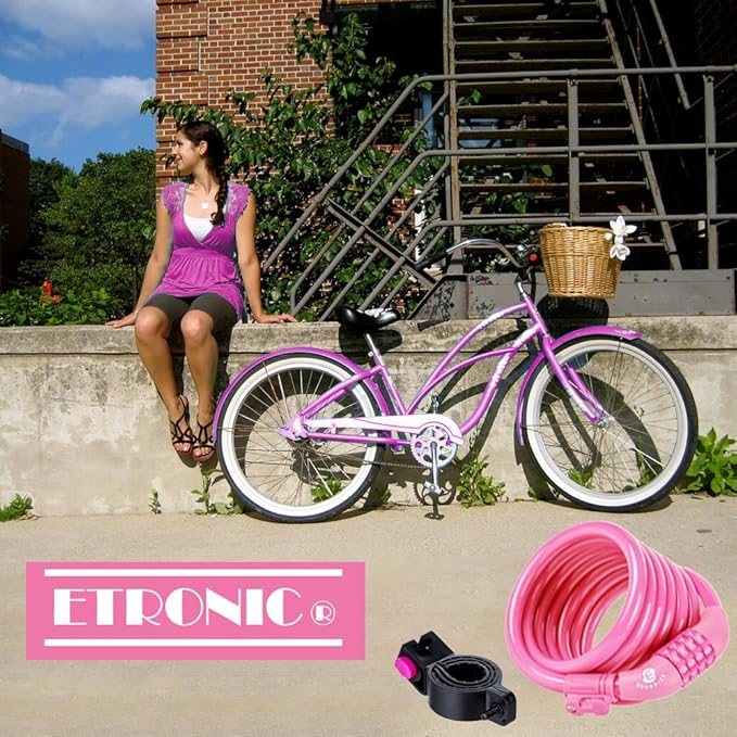 Etronic Bike Lock M6, Cable Lock 6 Feet Long Coiled Security Resettable Combo Combination Lock Bicycle Lock with Mounting Bracket