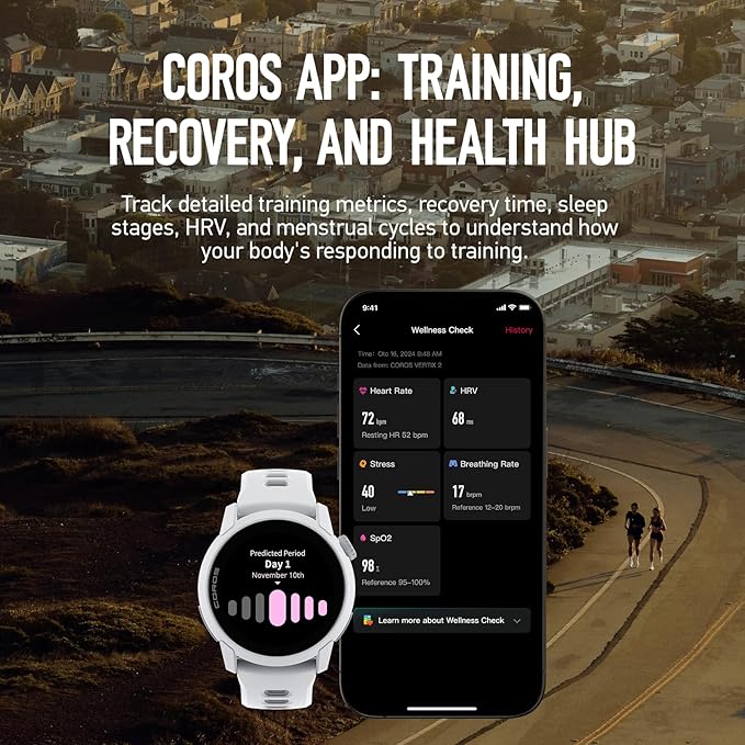 COROS PACE 4 Ultralight Sport GPS Watch, 1.2" AMOLED Touchscreen,19 Days of Daily use, Voice Features, Advanced Training Tools, Accurate GPS, Heart Rate Monitor, Navigation, Run, Bike - White Nylon