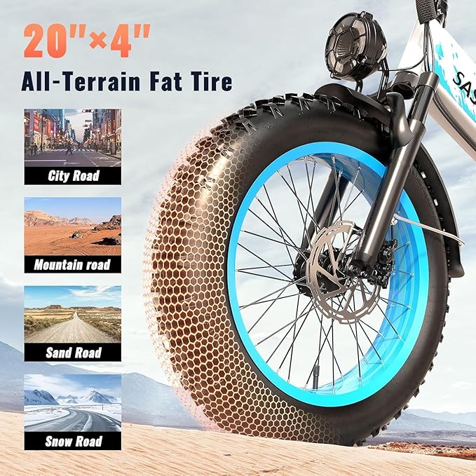 1500W Folding Electric Bike for Adults, 52V 20AH Large Removable Battery E Bike, 30+MPH, 80 Miles Max Range, 20" x4.0 Fat Tire Ebike, Dual Suspension Commute Electric Mountain Bicycle