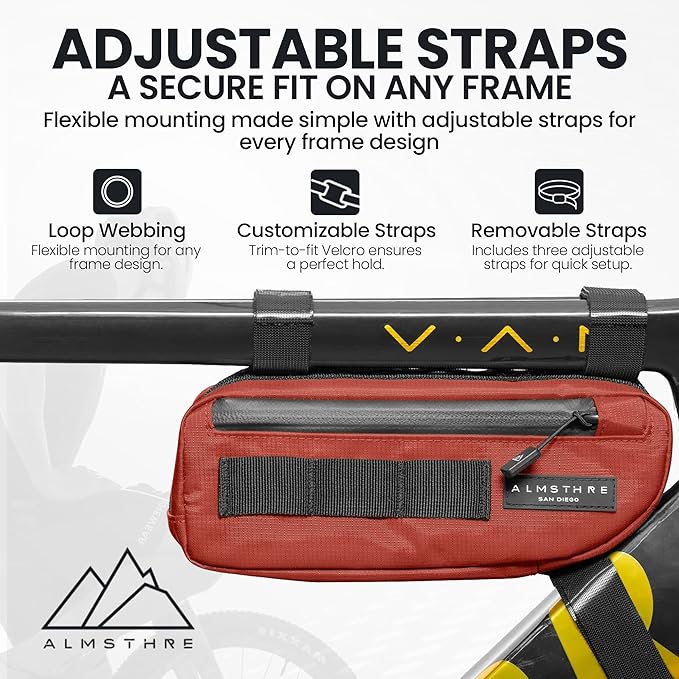 ALMSTHRE Bike Frame Bag | Weather-Resistant, Waterproof Zippers & Dual-Sided Access for Road, MTB, and Ebike Frames