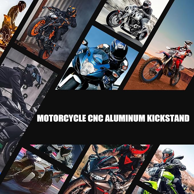 Universal Lengthened Adjustable Long Kickstand CNC Aluminum Alloy Motorcycle Long Kickstand Accessories Motor Modified Tripod Holder Kickstand Foot Side Support Stand Motorbike Dit Pit Bike