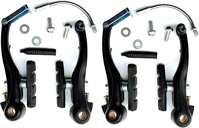 Free-fly 1 Pair Bike Brakes Mountain Bike V Brakes Set, Including V Brake for Front and Rear Wheel, Fit for Most Bicycle, Road Bike, MTB, BMX