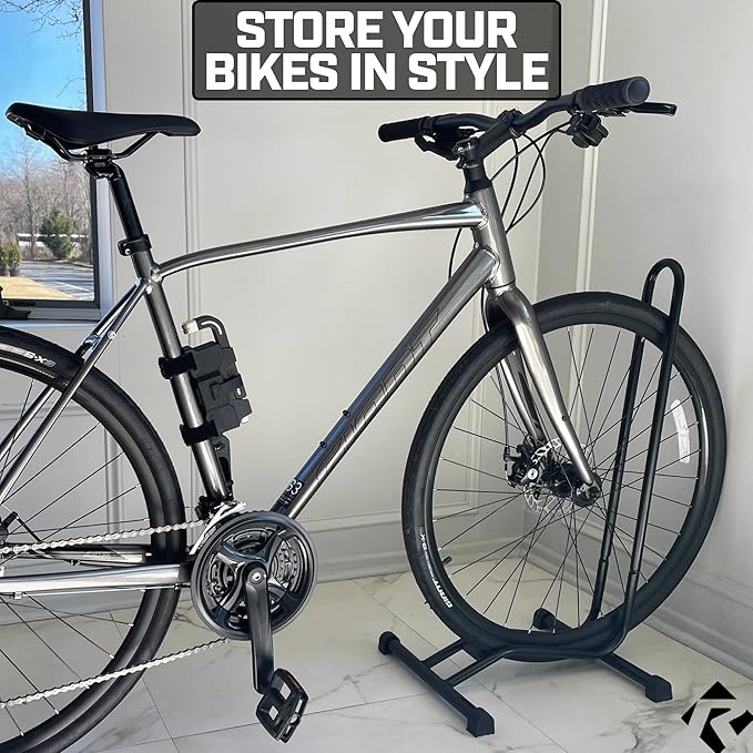 Revere Bike Stand Set of 2 – Adjustable Bicycle Parking Rack for 20–29 Inch Wheels, Fits Tires up to 2.6”, Portable Powder-Coated Steel Bike Storage for Indoor & Outdoor Use