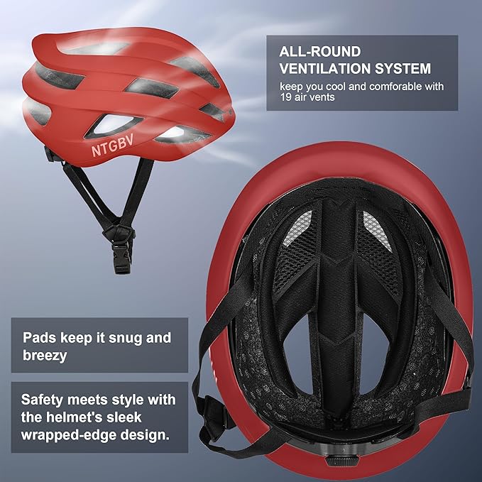 Adult Bike Helmet for Men/Women with Helmet Bag 2 Removable Moisture-Wicking Liners Adjustable Dial Comfort Fit Lightweight Shockproof CPSC 1203 Safety Certified for Road-Ready/Urban-Commute/MTB