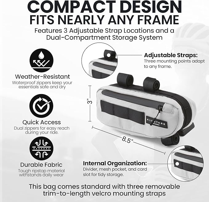 ALMSTHRE Bike Frame Bag | Weather-Resistant, Waterproof Zippers & Dual-Sided Access for Road, MTB, and Ebike Frames