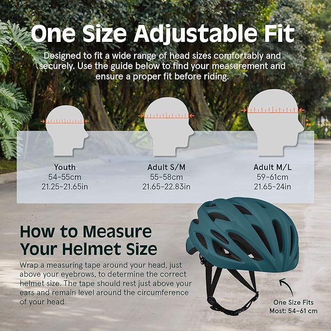 Retrospec Silas Road Bike Helmet with 24 Air Vents & Built-in LED Safety Light - Adjustable Adult Cycling Protection 54-61cm - Padded & Lightweight Design