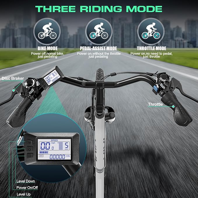 Vivi Electric Bike for Adults, 1000W Peak Ebike 26" Electric Cruiser Bike 22MPH Step Through Electric Bike with 48V Removable Battery, 7 Speed Electric City Commuter Bicycle, SGS Certified to UL2849