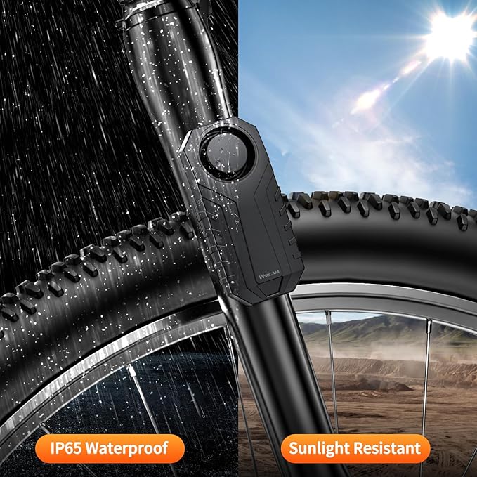 WSDCAM Wireless Bike Alarm with Remote, Rechargeable 113dB Loud Bicycle Alarm System Anti Theft, IP65 Waterproof, Bike Alarms for E-Bikes, Motorcycles, Scooter, Outdoor Riding and Cycling Safety