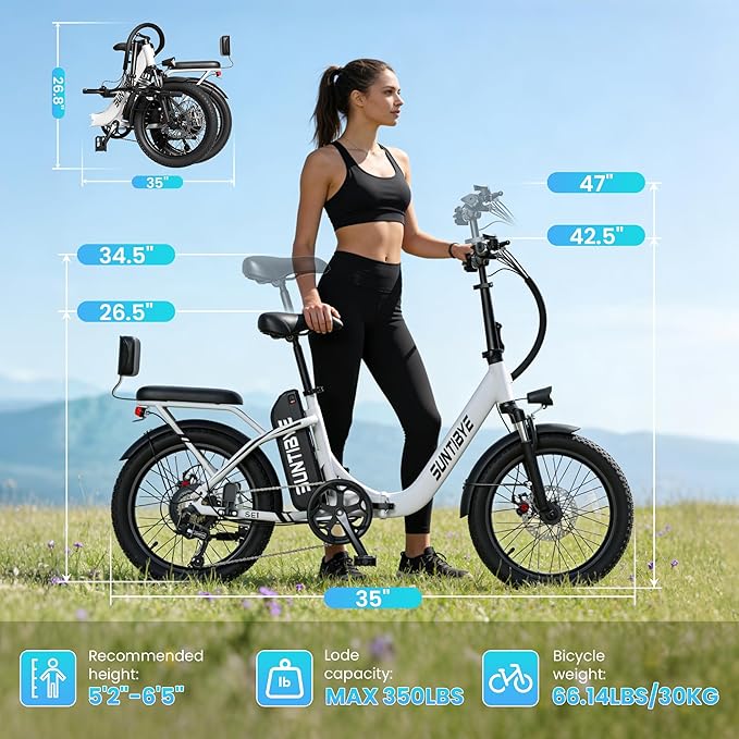 Electric Bike for Adults and Teens, Ebike, Electric Bicycle Mountain Dirt Bike Fat Tire Electric Bike, Multi-Funtional Bike for Work, School, Commute, Off-Road