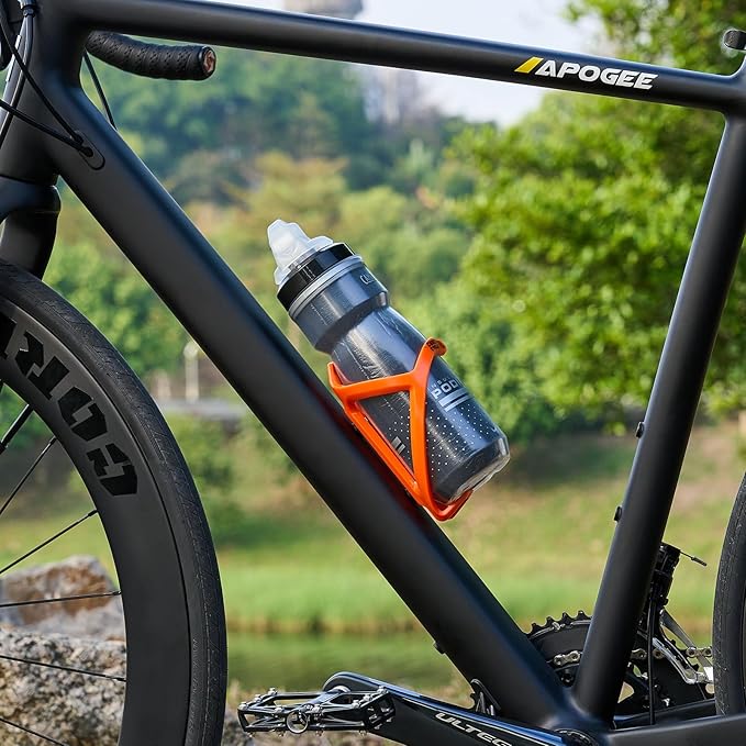 corki Cycles Bike Water Bottle Holder Right Side Load Water Bottle Cage for Road, MTB, Gravel Bicycle Vibrant Orange 1-Pack