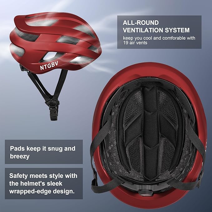 Adult Bike Helmet for Men/Women with Helmet Bag 2 Removable Moisture-Wicking Liners Adjustable Dial Comfort Fit Lightweight Shockproof CPSC 1203 Safety Certified for Road-Ready/Urban-Commute/MTB