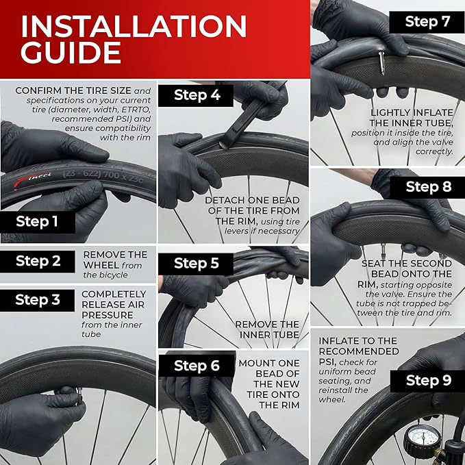 Fincci Set 700x23c Tires Road Bike with 2X Bicycle Inner Tubes 700c - Racing 23-622 1mm Puncture Proof Bike Tires & 60mm Presta Tube - 700c Bike Tire for Folding, Touring, Gravel, E Bikes, Bicycle