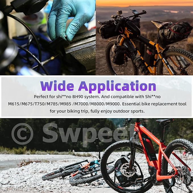 Swpeet 50Pcs BH59 Disc Brake Cable Hose Cutter with Bicycle Hydraulic Hose Fitting Insert Tool and Hydraulic Hose Cutter Assortment Kit, Needle Driver Insertion Tool Install Brake Olive and Inserts
