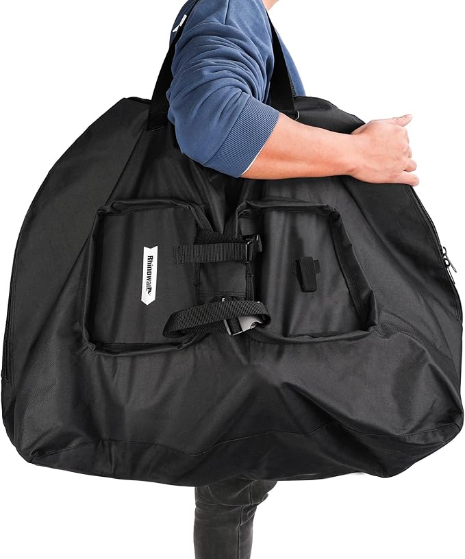 20inch Folding Bike Bag Bicycle Carry Bag Bike Travel Carrying Case Bike Transport Bag for Car Train Air Travel Portable (Black-White, 14-20 inch)