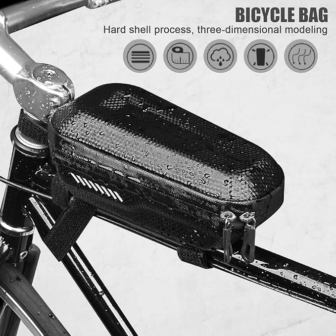 Bike Top Tube Bag, EVA Hard Shell Layered Waterproof Bicycle Cycling Front Tube Bag, Bag Cycling Accessories Pouch