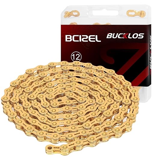 BUCKLOS 6/7/8/9/10/11/12 Speed Bike Chain, High Performance Lightweight Bicycle Chains for Road Bike/Mountain Bike/Ebike,Compatible with Shimano, SRAM, Campagnolo Silver/Gold