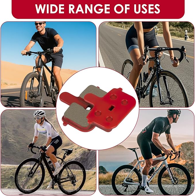 4 Pair Bicycle Disc Brake Pads & Retaining Spring, High-Performance Resin Semi-Metallic Replacement Brake Pads with 8 Pads and 4 Springs for Road and Mountain Bikes