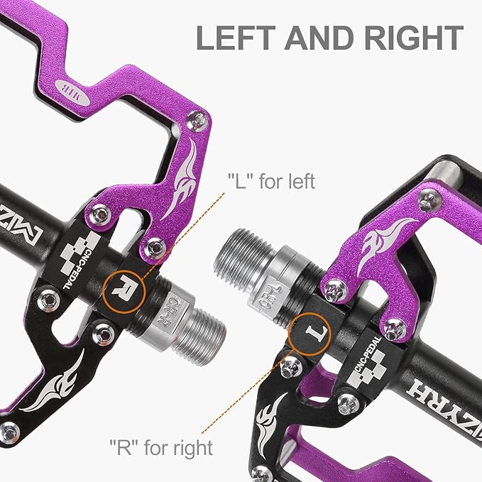 MZYRH Mountain Bike Pedals,3 Bearings Bicycle Pedals,Aluminum 9/16" MTB Pedals Bicycle Flat Pedals for Road Mountain BMX MTB Bike