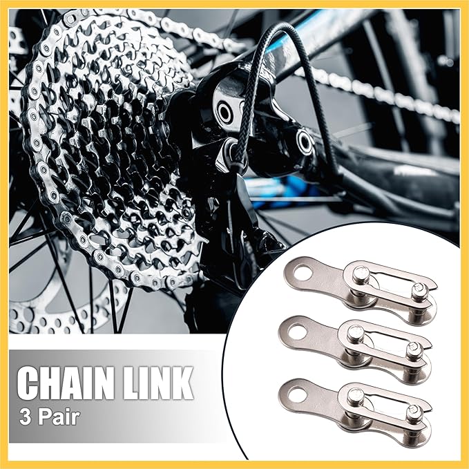 3 Pair Single Speed Silver Tone Chain Master Link Joint Clips Connectors Bicycle Missing Link Reusable Speed Chain for Bike MTB Repair Parts Auto Replacement Parts