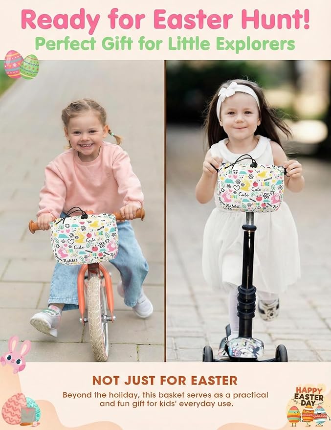 ANZOME Bike Basket for Girls, Children's Front Bike Decoration Accessory for Girls & Boys Gift Fits Most Children's Bikes Like Tricycle, Balance Bike, Scooter