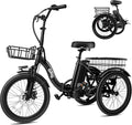 Qlife Triker Electric Bike, Peak 750W Brushless Motor Folding Trike Ebike, 468Wh Removable Battery, Step-Thru 3 Wheel Electric Bicycle, Up to 50 Miles, 20 Tire Tricycle for Adults