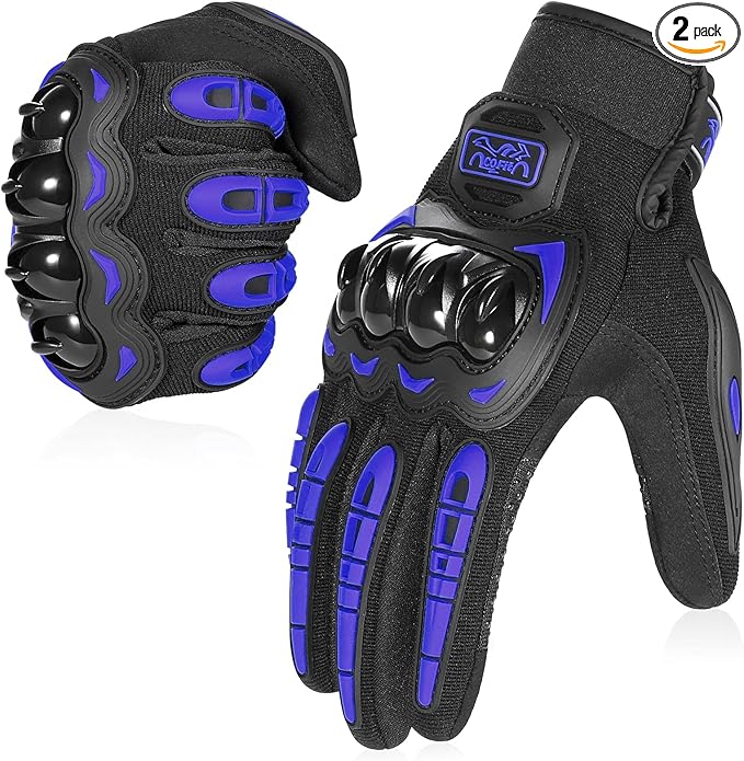 COFIT Motorcycle Gloves Breathable, Touchscreen Motorbike Gloves Anti-slip with Good Grip Hard Knuckles Protection for Men Women Motocross, BMX ATV MTB Cycling, Road Racing - Blue XXL