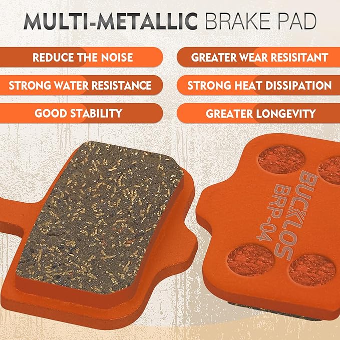 BUCKLOS Bike Disc Brake Pads-Bicycle Disk Brake Pads for Sram Avid Elixir E1 E3 E5 E7 E9 ER ER CR Mag Level TL T Sram XX X0 X7 X9 XXWC DB1 DB3 DB5 for Mountain Bike/Ebike/Road Bike/Scooter