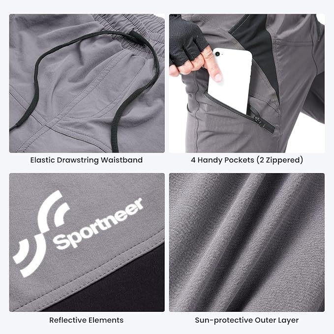Sportneer Bike Shorts for Men: 3D Padded Lightweight Riding Biking Cycling Mountain Bike Shorts for Men with Zipper Pockets