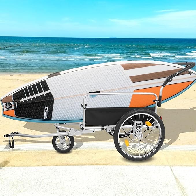 3-in-1 Heavy-Duty Bike Cargo Trailer, Bicycle Trailer– E-Bike Compatible Steel Frame, 110lb Capacity, Convertible Stroller & Pull Cart w/Suspension, 20" Wheels & Accessories