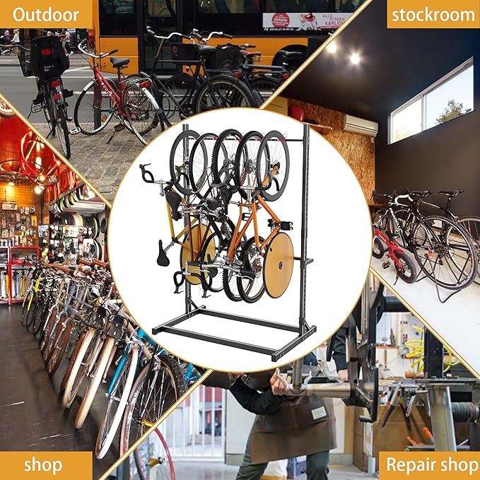 Freestanding Bike Stand for Garage,Bike Rack Garage,Accommodate 5 Bikes Vertical Heavy Type Floor Stand,Suitable Floor Stand MTB Road