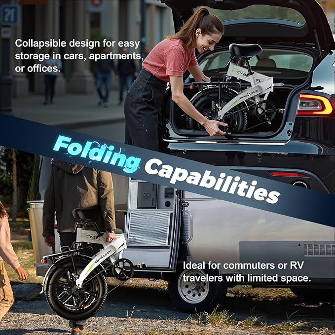 DriftGod Folding Electric Bike, 48V 20.8AH Large Removable Battery E Bike - 20"x3" Fat Tire - 80 Miles Max Range Ebike for Adults,Electric Bicycles for Commuter