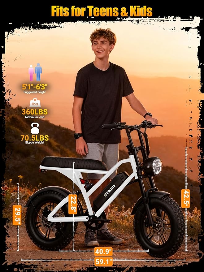 V100/V200 1500W Peak Electric Bike for Adults, 28MPH 48V13&20.8 Ah Removable Battery, 16/20"x4.0" Fat Tire, 7-Speed E-Bike with Dual Suspension – Commuter Ebike for Men & Women