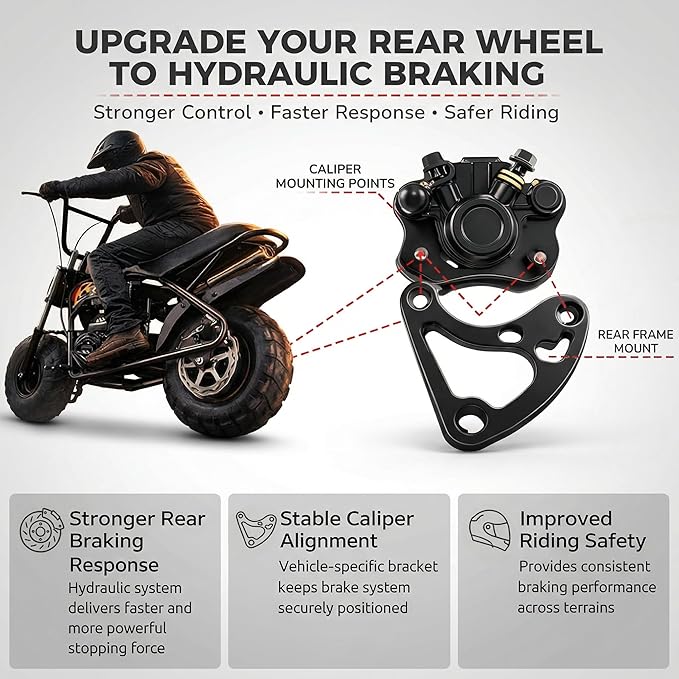 JMCHstore Mini Bike to ATV Hydraulic Brake Caliper Bracket kit for Motovox MBX10 Monster Mega Moto MM80 80cc For FRP GMB100 98cc, For Coleman CT100U CC100X; Heavy-Duty Steel Bolt-On Conversion Plate