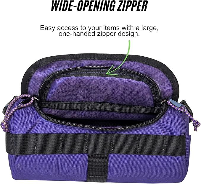 Handlebar Bag (Purple Haze) | 2 Liter Capacity | Spacious Bike Bag w/ 2 Extra Long Buckle Straps & 1 Hook-and-Loop Strap | Water Resistant Front Basket | Bike Accessories | Made in USA