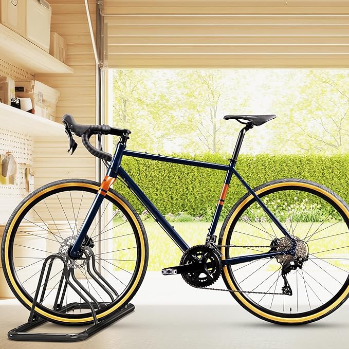 Simple Houseware 2 Bike Bicycle Floor Parking Adjustable Storage Stand, Black