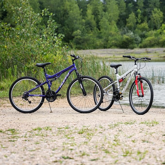 Huffy Stone Mountain Bike for Men and Women, 20”/24”/26”, 6-Speed (20”) or 21-Speed, Front or Dual Suspension (Varies), Multiple Colors, Adjustable Saddle, Shimano Equipped, All-Terrain Tires