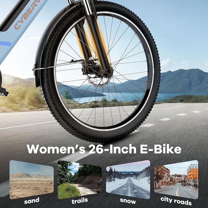 Aelith 26" Electric Bike for Adults – Powerful 1000W Motor, 48V Removable Battery, 7-Speed, Front Suspension & LCD Display – Commuter and Mountain EBike for Women