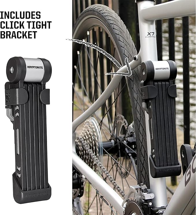Kryptonite Kryptolok 610 S Folding Bike Lock, Compact Lightweight High Security Anti-Theft Foldable Bicycle Lock with 2 Keys and Mount for E-Bikes Scooter Road Mountain Bikes, 100cm (39 in)