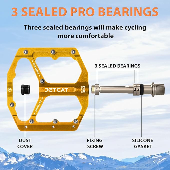 Mountain Bike Pedals Flat - MTB Pedals Flat, Bicycle Pedals, Road Bike Pedals, BMX Pedals, for BMX MTN Road Gravel EBike, Specialized Parts, Adults, Aluminum Metal Stamp 9/16"