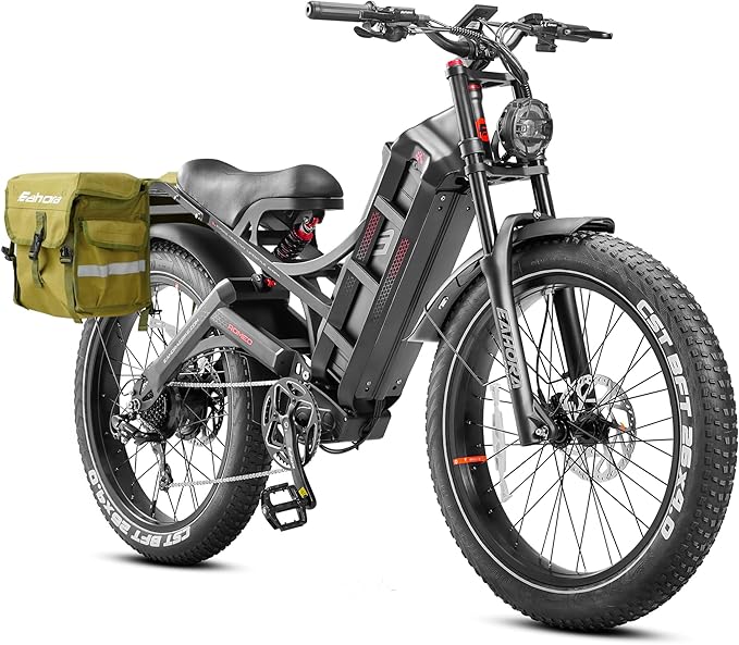 eAhora Romeo Pro/Ⅱ Electric Bike - 2025 34-40MPH 2500W Adults 52V/60Ah 200Mile Long Range Electric Bike, 20"*4.5 Fat Tire Fast Mountain E-Bike Off-Road Full Suspension Electric Bicycle for Men Women