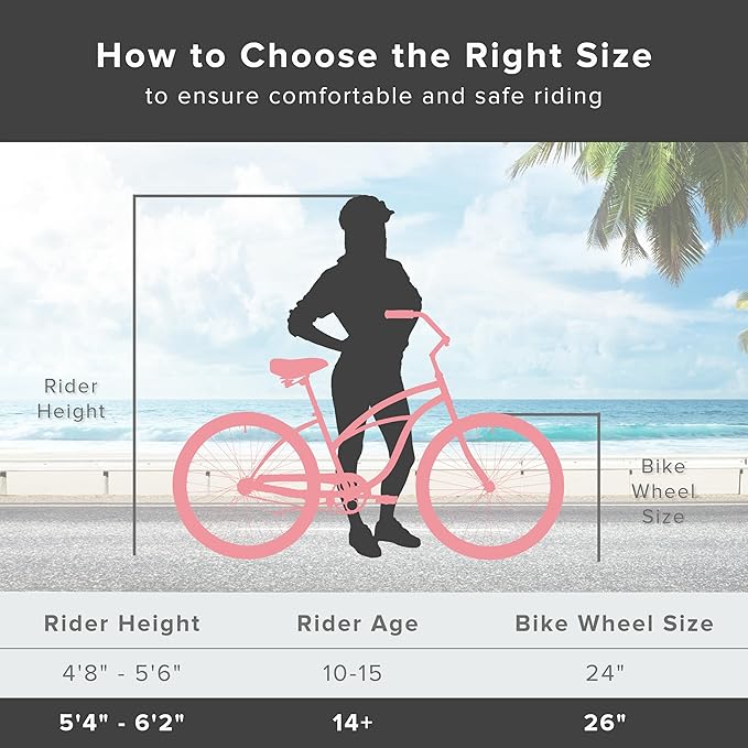 sixthreezero Urban Lady Beach Cruiser Bike, Women's 3 Speed Hybrid Bicycle