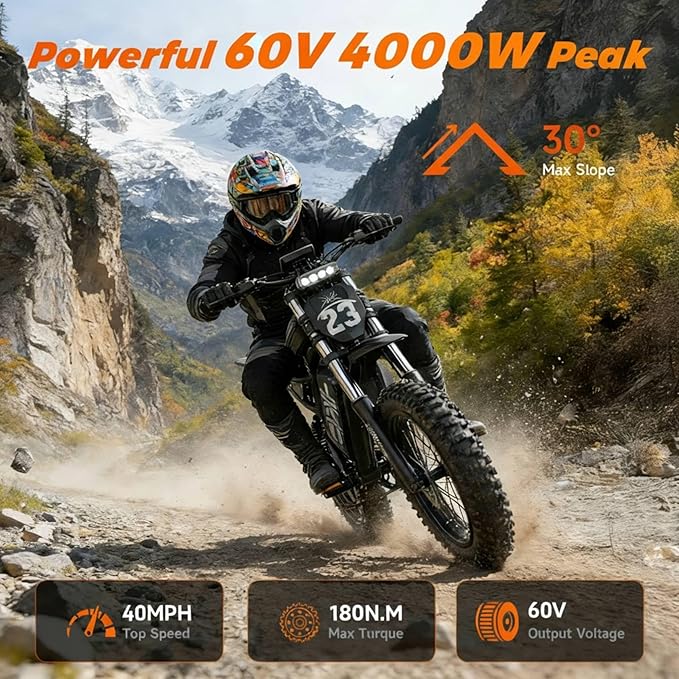 Electric Bike for Adults, 1500W-3000W Peak Ebike with Full Suspension, 20" x 4.0 Fat Tire Retro Scrambler Moped Style, 48V/52V Long Range All-Terrain Electric Bicycle, UL 2849 Certified