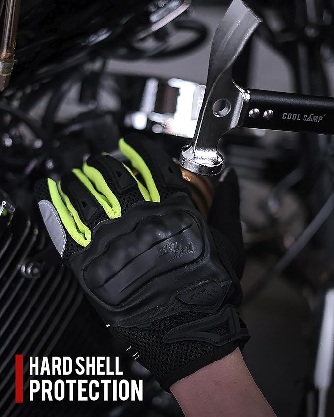 IRON JIA'S Motorcycle Gloves for Men and Women - Motorbike Powersports Racing Gloves with Hard Knuckle Touchscreen for BMX ATV MTB Riding (Green M)
