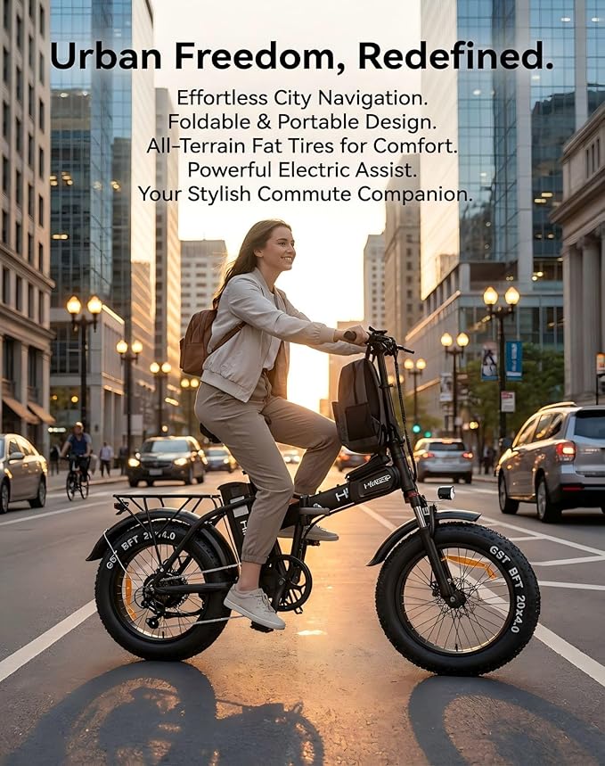 Folding Electric Bicycle for Adults - 750W High Power Motor, 16"/20" Fat Tire E-Bike, Long Range 48V 13AH/25Ah Battery, LCD Screen, Disc Brakes, Adjustable Seat & Handlebar