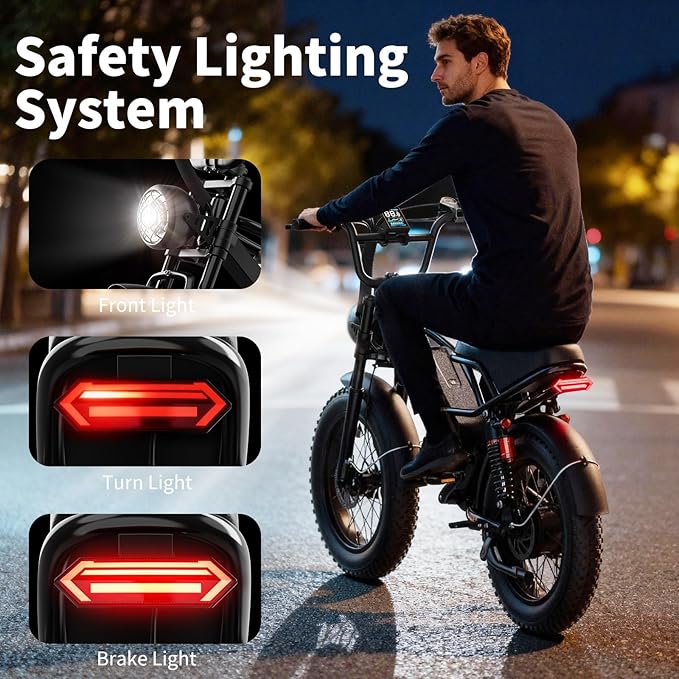 2000W Peak Electric Off Road Bike for Adults,Electric Dirt Bike,E Bike 20 * 4" Fat Tire,All Terrain 32 MPH Top Speed,Ebike Up 80 Miles Range,48V Removable Battery,Certified by UL2849